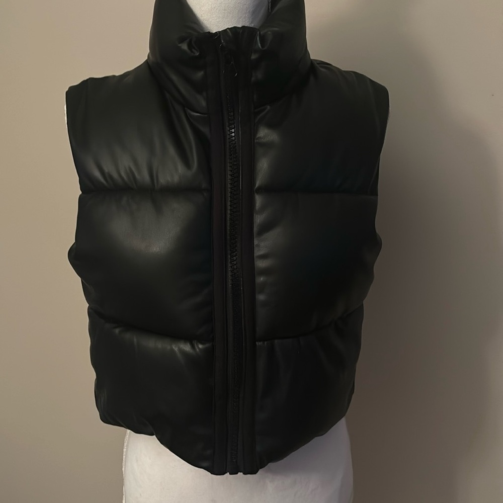Zara Jackets & Coats | Zara Leather Puffer Vest - XS | Color: Black | Size: XS
